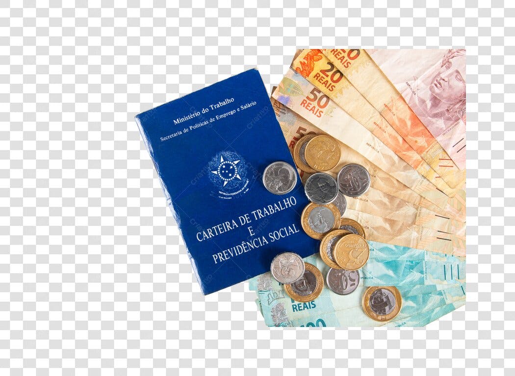 Elemento Gráfico Carteira de Trabalho Reais Brasileiros PNG com fundo transparente