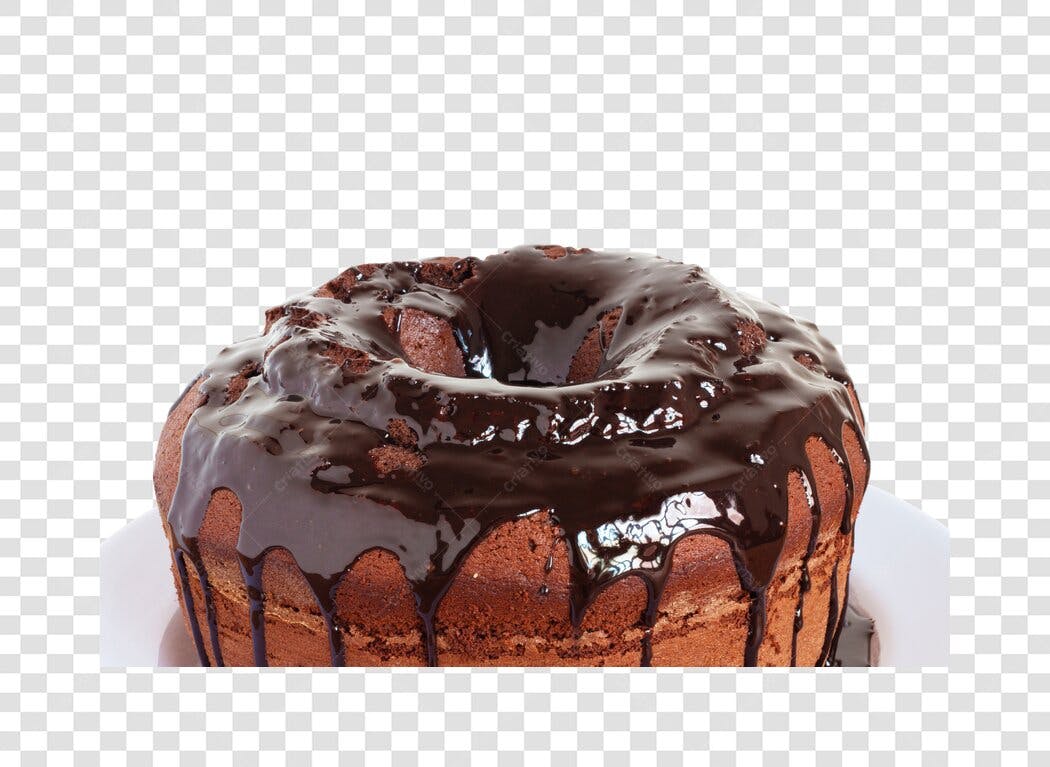 Elemento Gráfico Bolo de Chocolate com Cobertura Escura PNG com fundo transparente