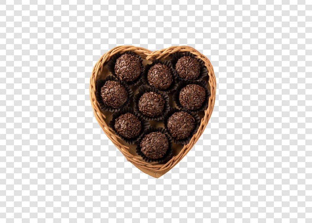 Cesta de Presente Dia dos Namorados com Brigadeiros Coração PNG com fundo transparente