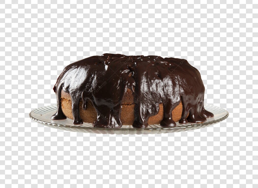 Bolo de chocolate redondo com cobertura cremosa PNG com fundo transparente