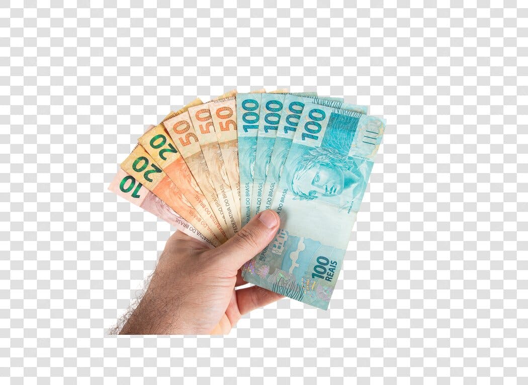 Foto Mão com Dinheiro Real Brasileiro PNG com fundo transparente