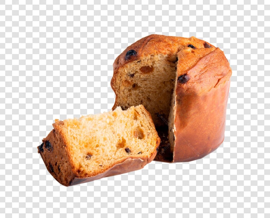 Alimento Panettone de Natal e Ano Novo com fatia PNG com fundo transparente