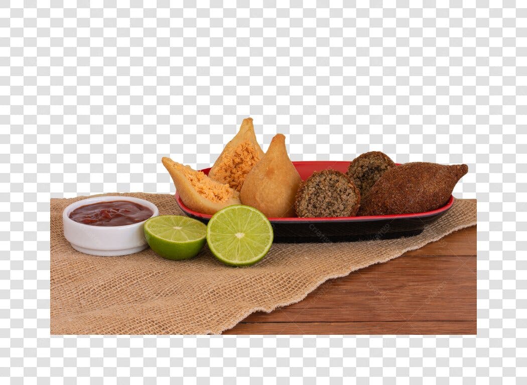 Imagem Lanche Salgados Brasileiros Coxinha Kibe para Festa PNG com fundo transparente