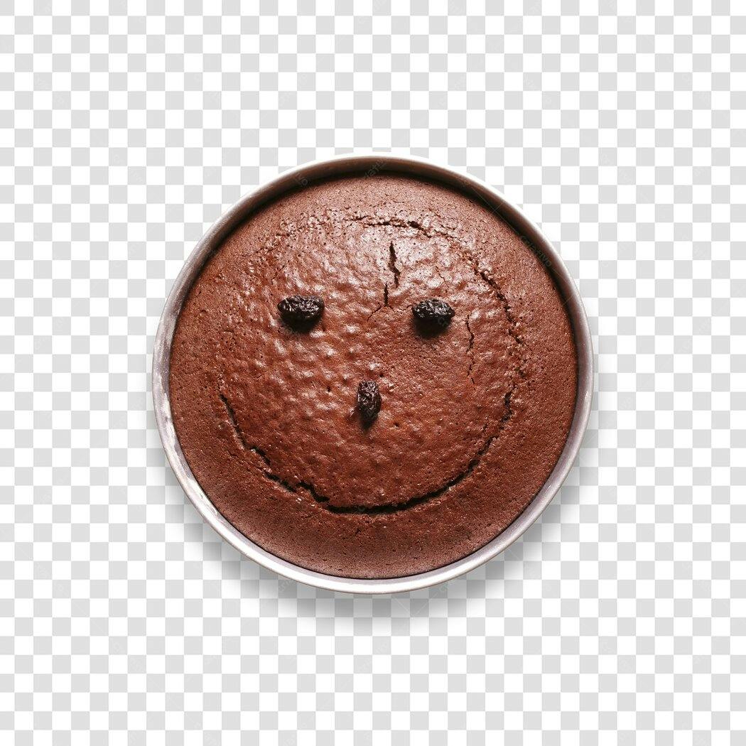 Imagem de Bolo de Chocolate Rosto Feliz com Uvas Passas PNG com fundo transparente
