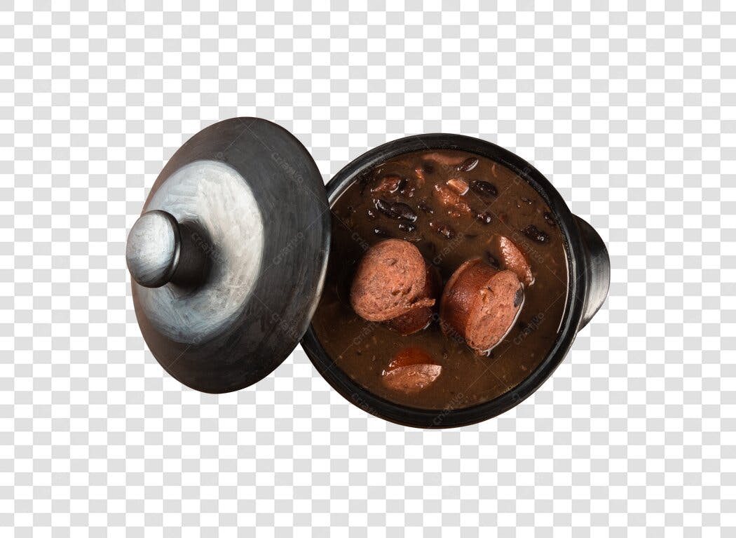 Prato de Feijoada Brasileira em panela de barro PNG com fundo transparente