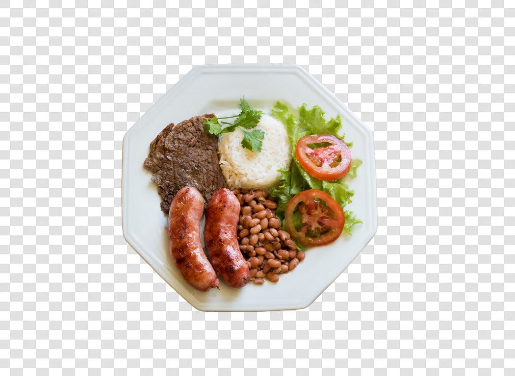 Imagem de Comida Brasileira Churrasco Arroz Feijão PNG com fundo transparente