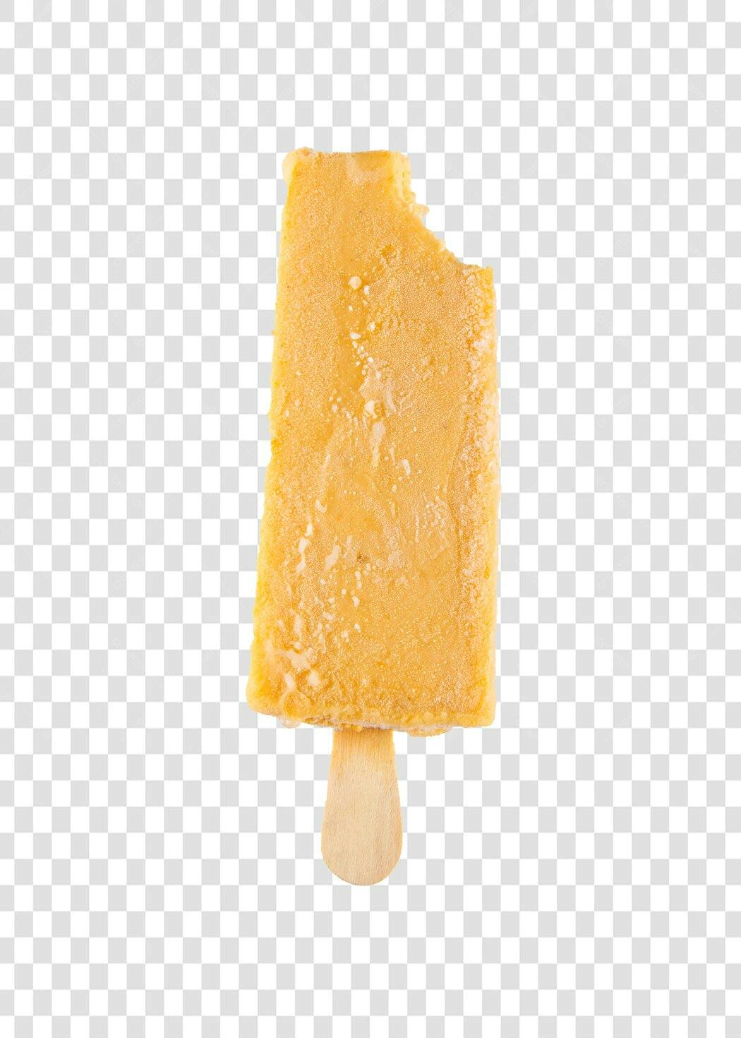 Elemento de Verão Picolé Amarelo Mordido PNG com fundo transparente