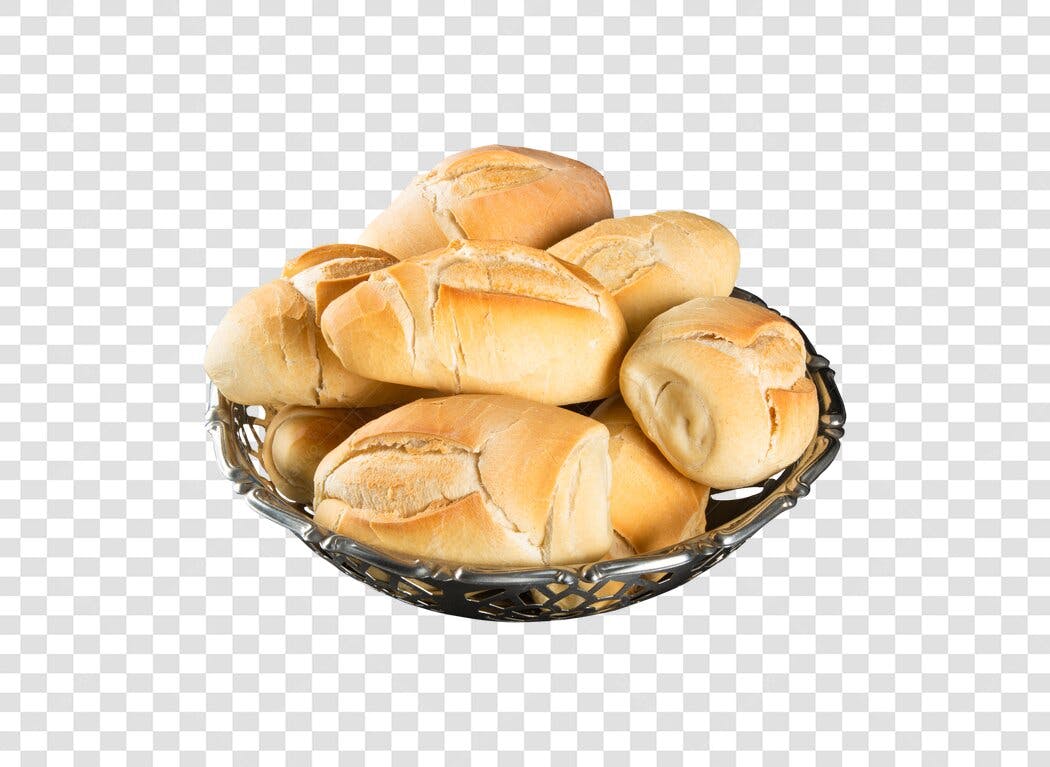 Cesta com Pães Francês Frescos para Padaria PNG com fundo transparente