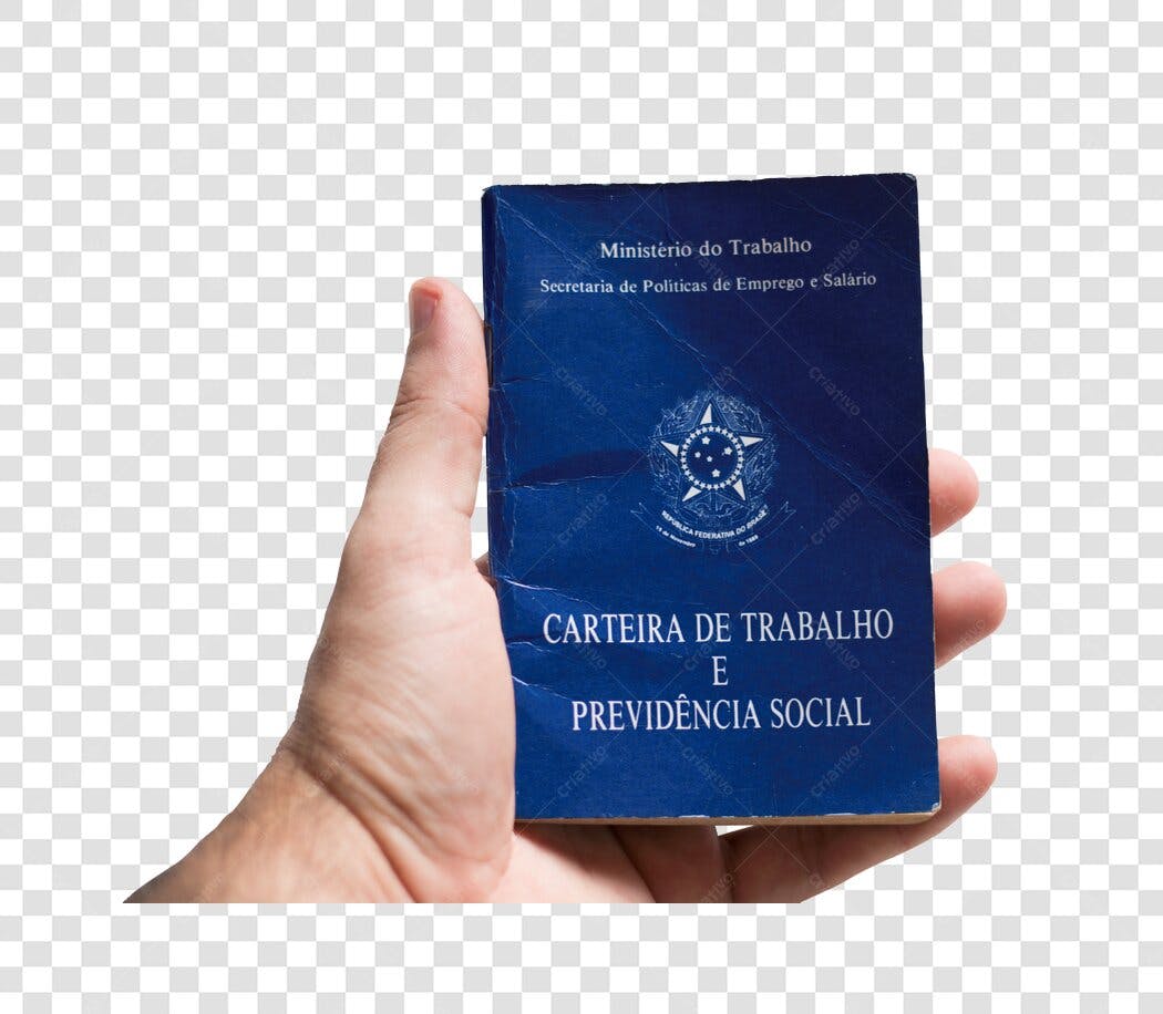 Imagem Carteira de Trabalho e Mão Segurando Documento Azul PNG com fundo transparente