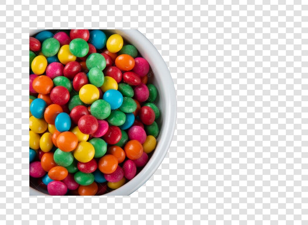 Imagem de Confeitos Coloridos em Tigela Vermelho Verde Amarelo PNG com fundo transparente