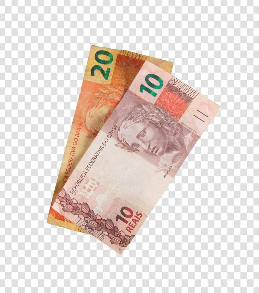Icone Notas de 10 e 20 Reais Dinheiro Brasileiro PNG com fundo transparente