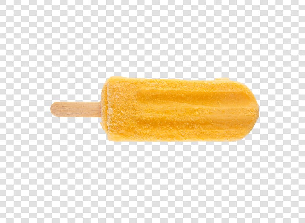 Picolé de frutas amarelo com palito de madeira PNG com fundo transparente