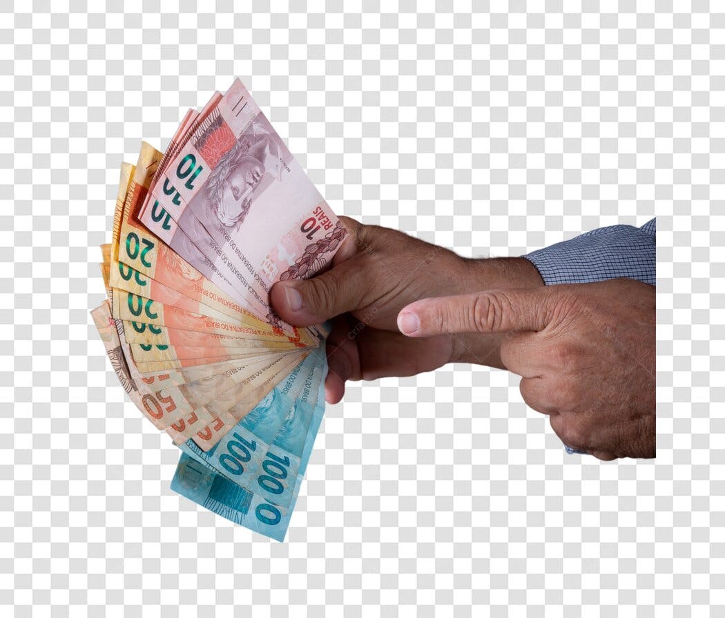 Imagem para Marketing Dinheiro Reais Brasileiros Mãos Pagamento PNG com fundo transparente