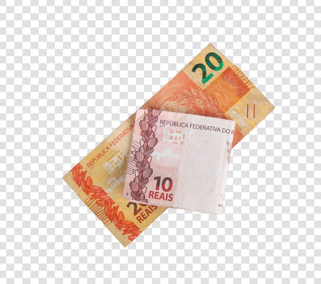 Elemento Gráfico Notas de 10 e 20 Reais Brasileiros PNG com fundo transparente
