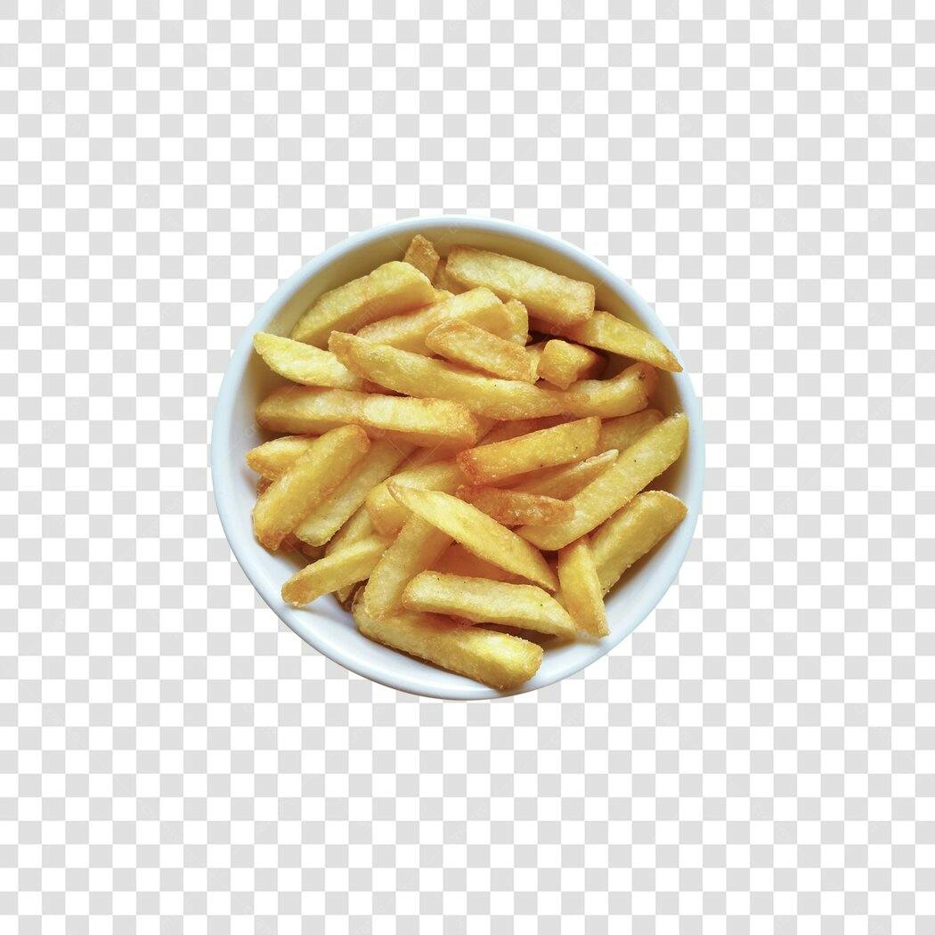 Foto de Comida Batata Frita Crocante em Tigela Branca PNG com fundo transparente