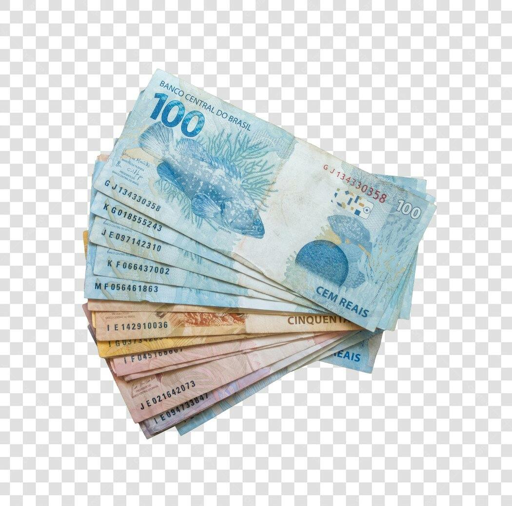 Recurso Gráfico Dinheiro Reais Brasileiros Pilha PNG com fundo transparente