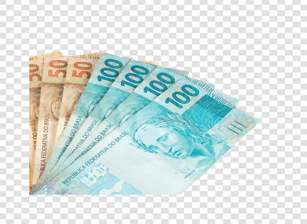 Dinheiro Brasileiro Cédulas de 100 e 50 Reais PNG com fundo transparente