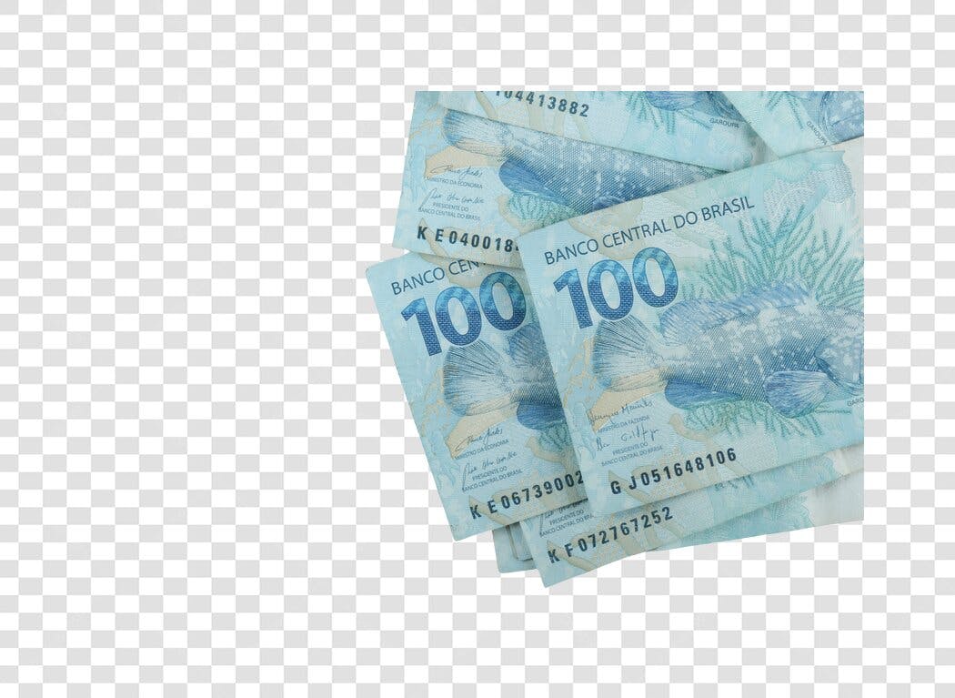 Cédulas de 100 Reais Dinheiro Brasileiro PNG com fundo transparente