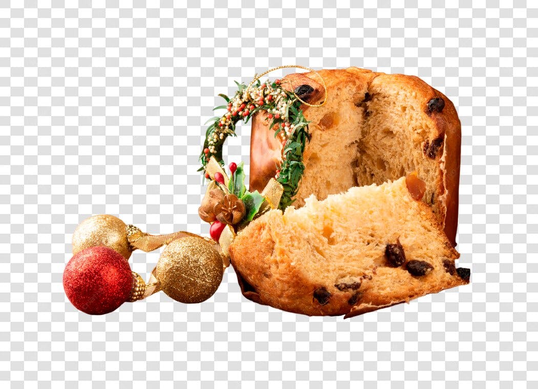 Elemento Gráfico Panettone de Natal com Enfeites PNG com fundo transparente