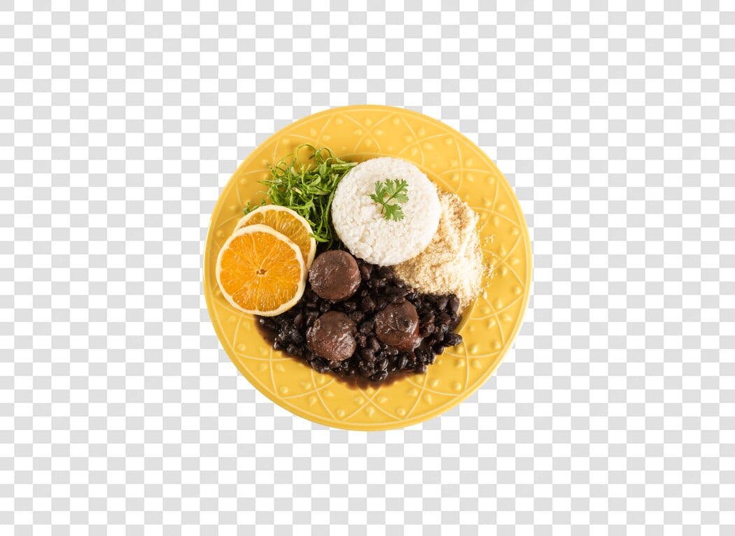 Imagem de Feijoada Completa Arroz Couve Laranja e Farofa PNG com fundo transparente