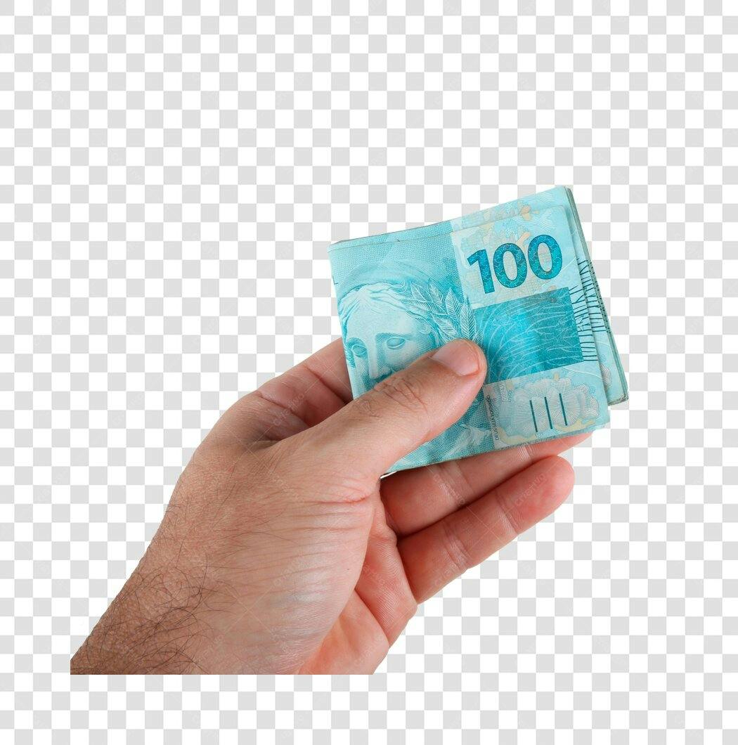 Imagem de Dinheiro Real Brasileiro 100 Reais em Mão PNG com fundo transparente