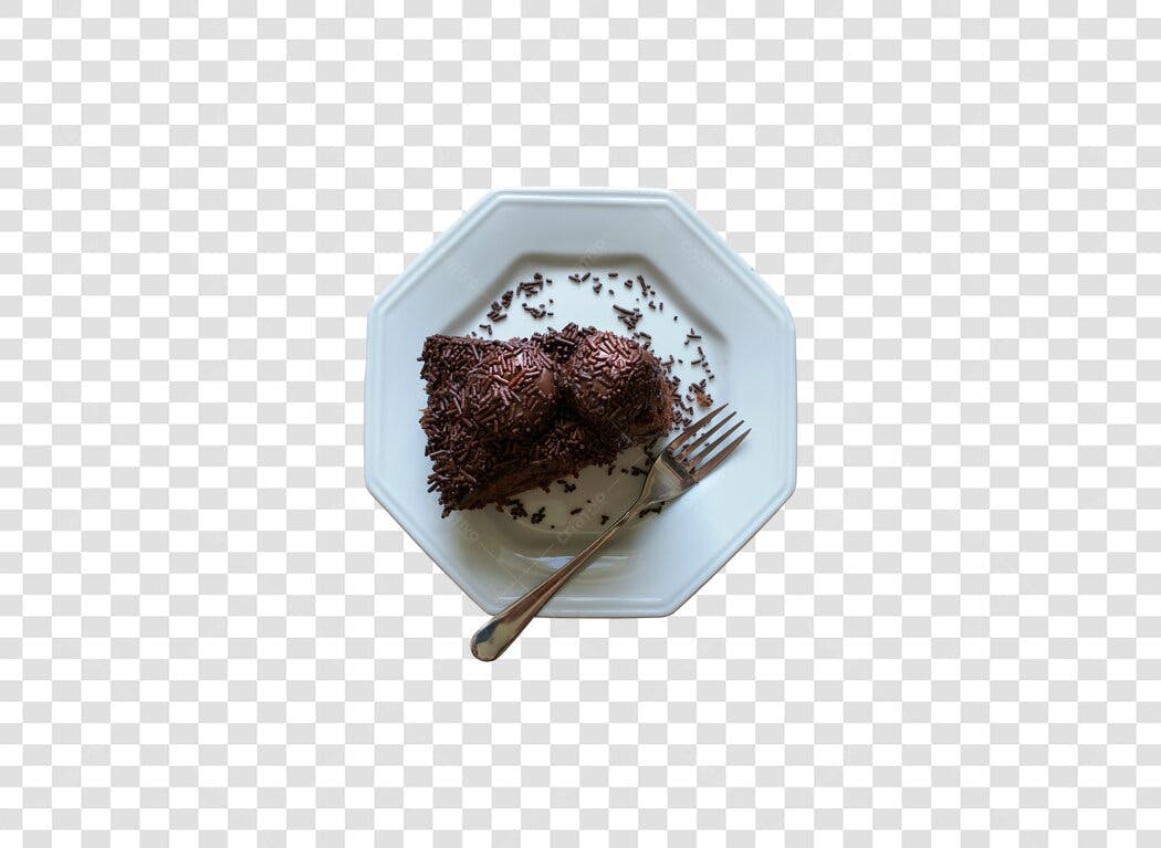 Post para Redes Sociais Bolo de Chocolate Brigadeiro e Garfo PNG com fundo transparente