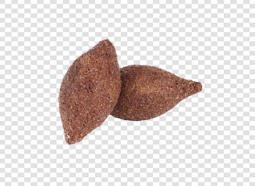 Foto de dois Kibes fritos marrons para menu culinário PNG com fundo transparente