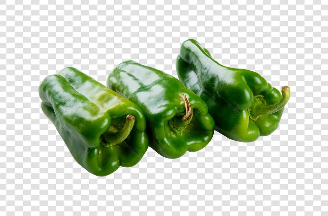 Elemento Gráfico Pimentões Verdes Frescos para Culinária PNG com fundo transparente