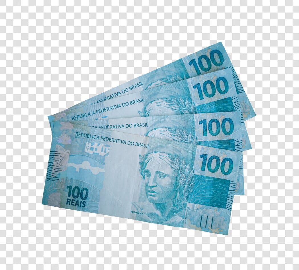Ilustração Notas de Dinheiro Brasileiro 100 Reais PNG com fundo transparente
