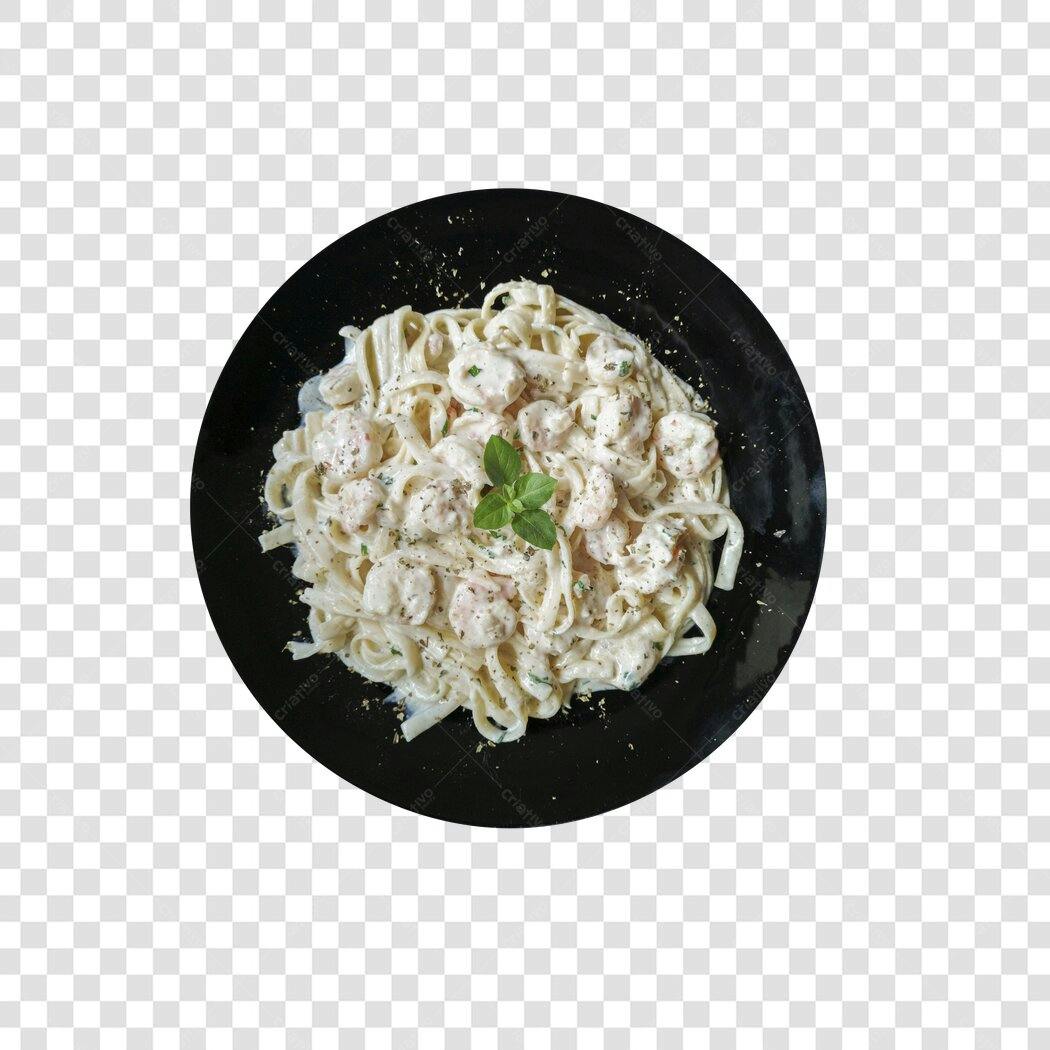 Prato de Massa com Camarão Molho Cremoso Ervas Frescas PNG com fundo transparente
