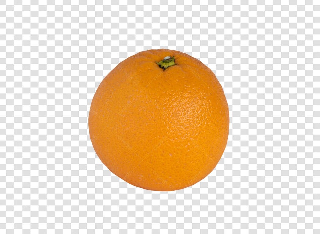 Elemento Gráfico Laranja suculenta madura com talo verde PNG com fundo transparente
