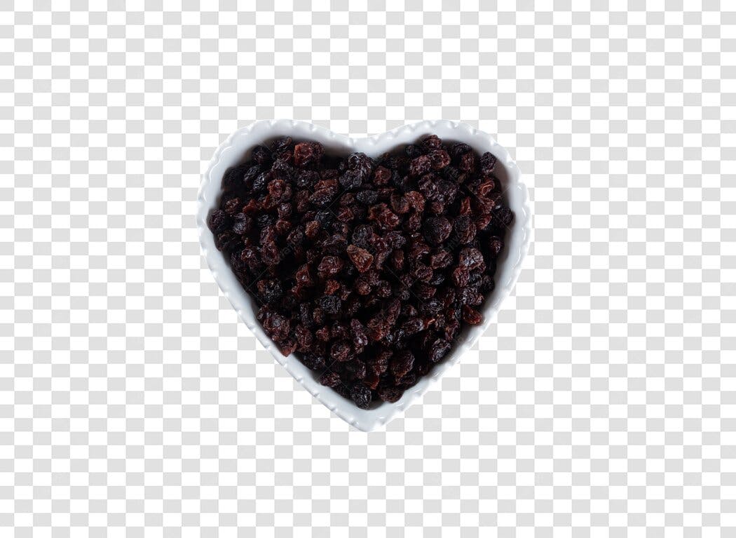 Objeto Passas em Tigela Coração Branco para Culinária Saudável Amor PNG com fundo transparente