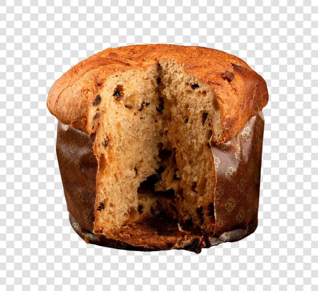 Panetone com chocolate fatiado para Natal PNG com fundo transparente
