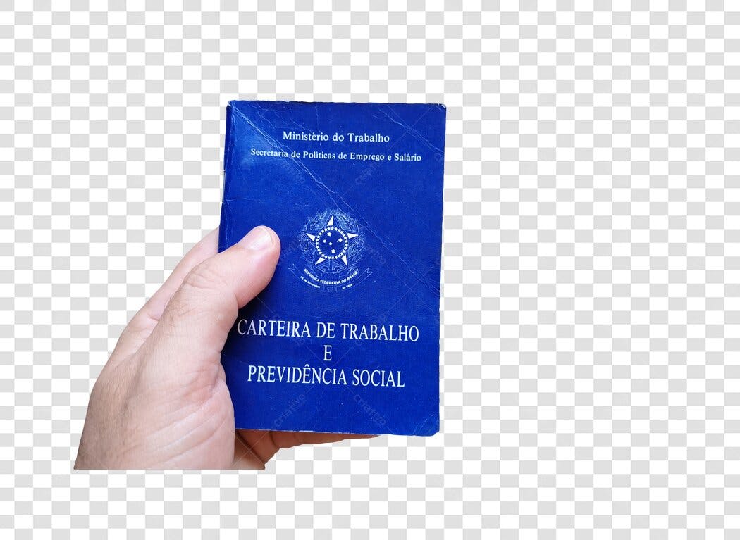 Documento Carteira de Trabalho CTPS mão azul fundo transparente PNG