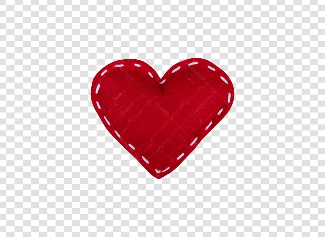 Ícone Coração Vermelho Costurado Dia dos Namorados PNG com fundo transparente