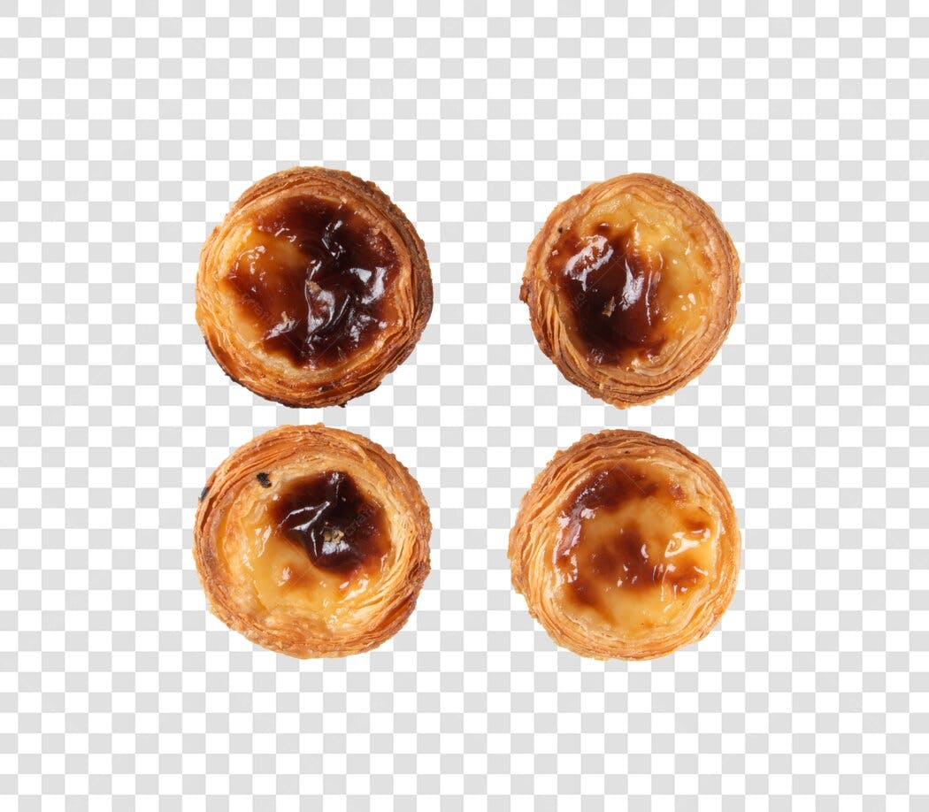 Doce Português Pastel de Nata Quatro Unidades PNG com fundo transparente