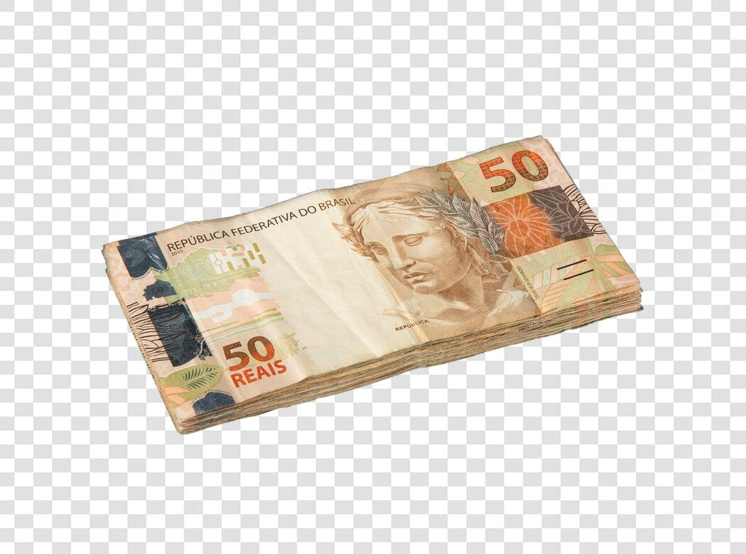 Dinheiro Notas de 50 Reais Empilhadas PNG com fundo transparente