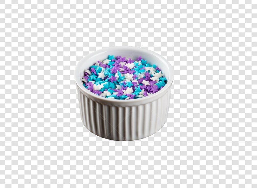 Granulado de estrelas para confeitaria roxo azul branco PNG com fundo transparente