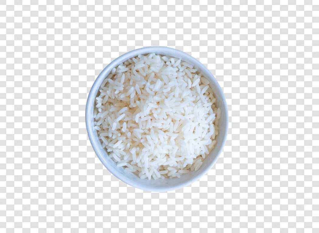 Imagem de tigela de arroz branco cozido PNG com fundo transparente para design alimentar