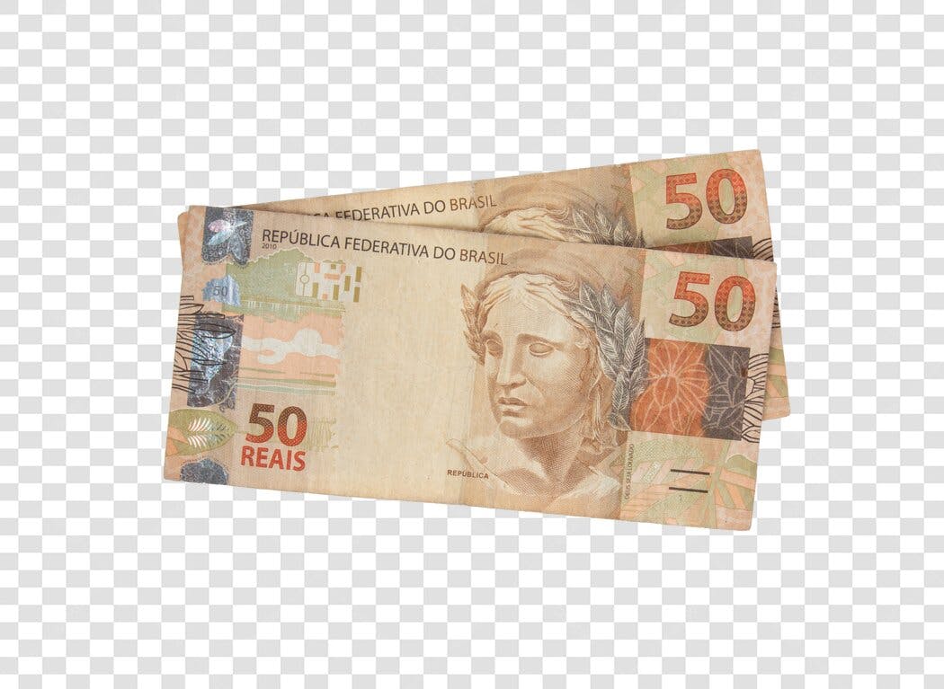 Cédulas de 50 Reais Brasileiros PNG com fundo transparente