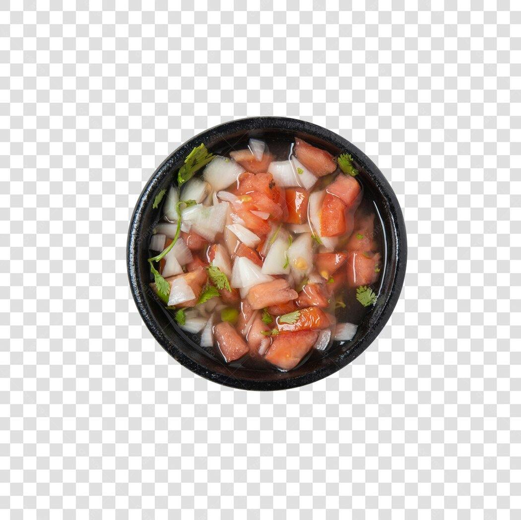Molho Pico de Gallo Mexicano em Tigela Preta PNG com fundo transparente