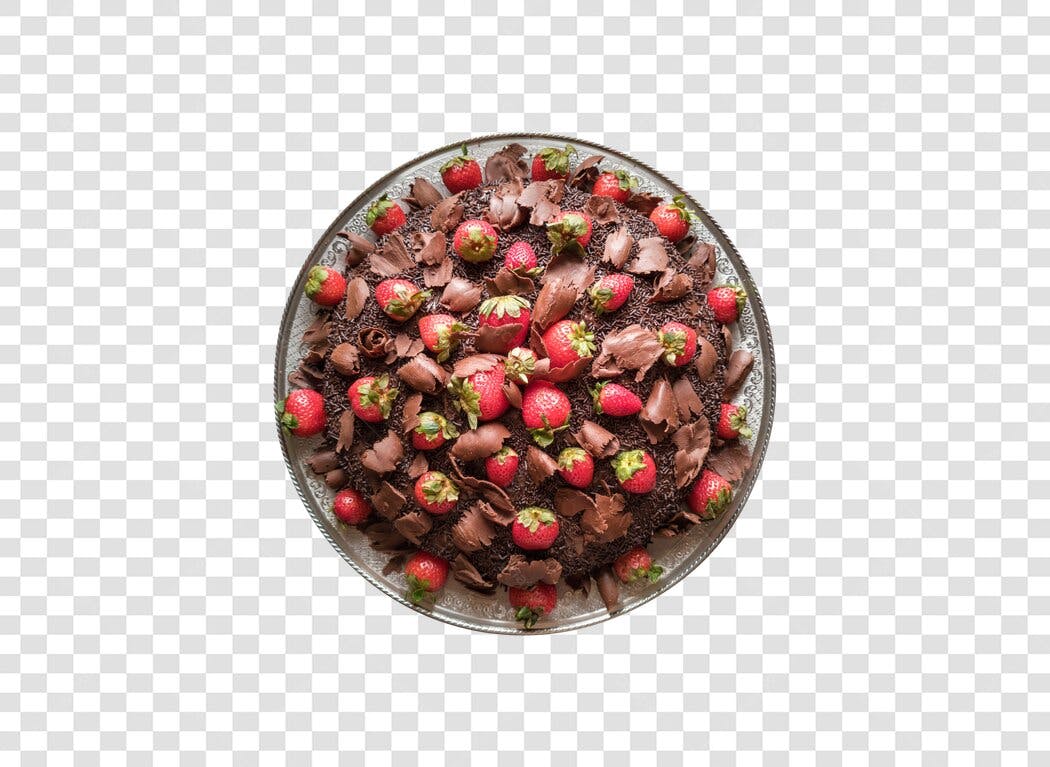 Bolo de Chocolate com Morangos e Raspas para Celebração PNG com fundo transparente