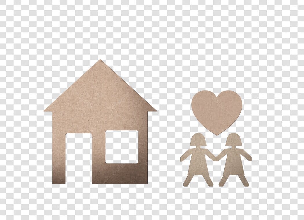 Elemento gráfico Família Lar e Amor em Papel Kraft PNG com fundo transparente