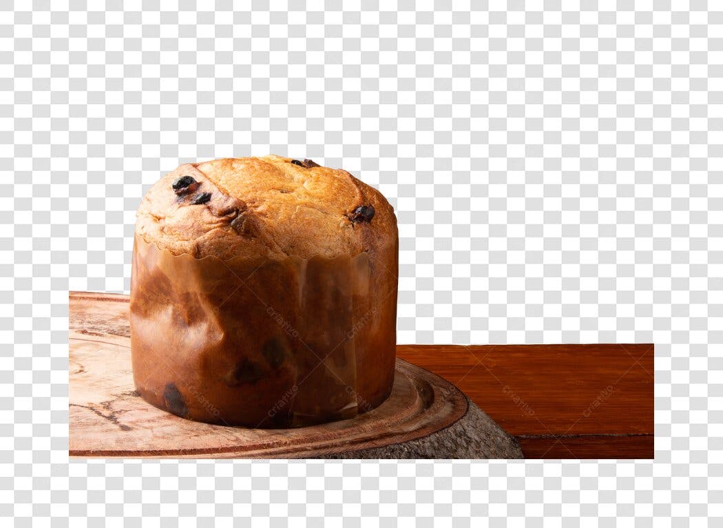 Produto Panetone Natalino Tradicional Dourado com Frutas Secas PNG com fundo transparente