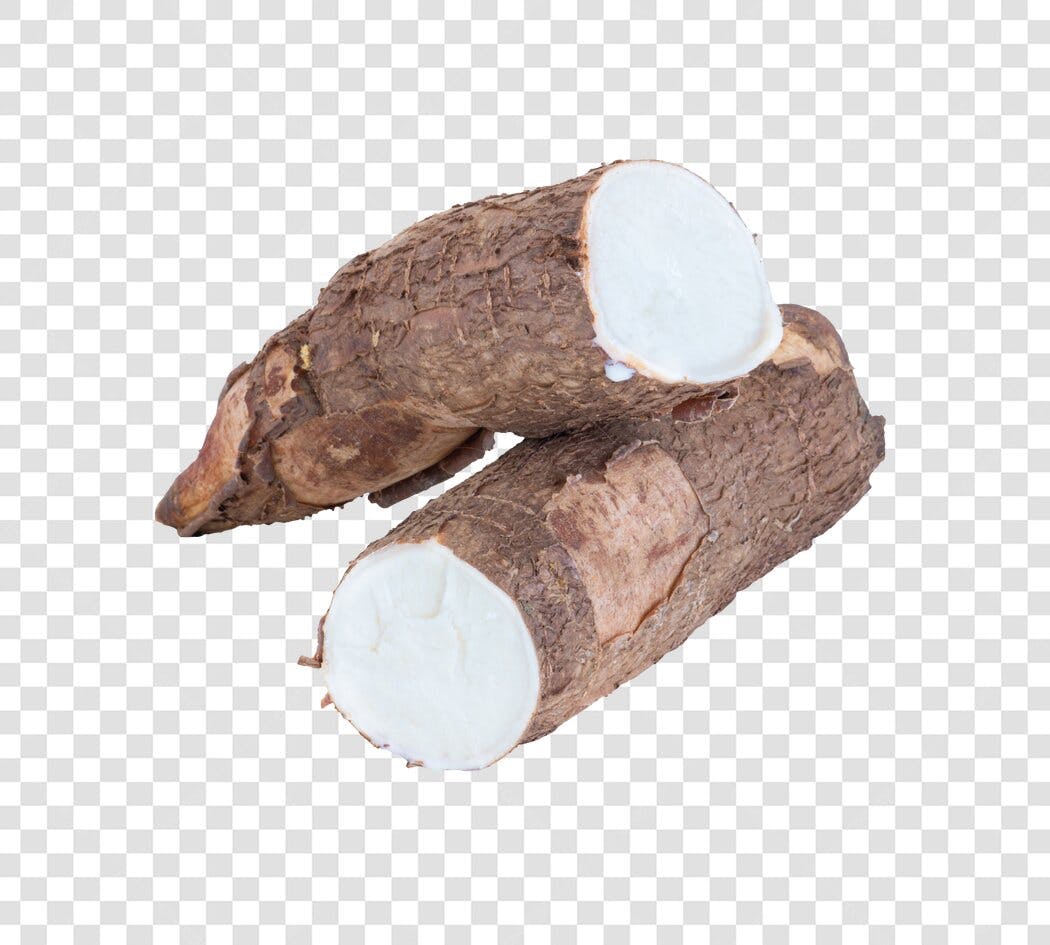 Elemento gráfico Mandioca Aipim Macaxeira cortada crua PNG com fundo transparente