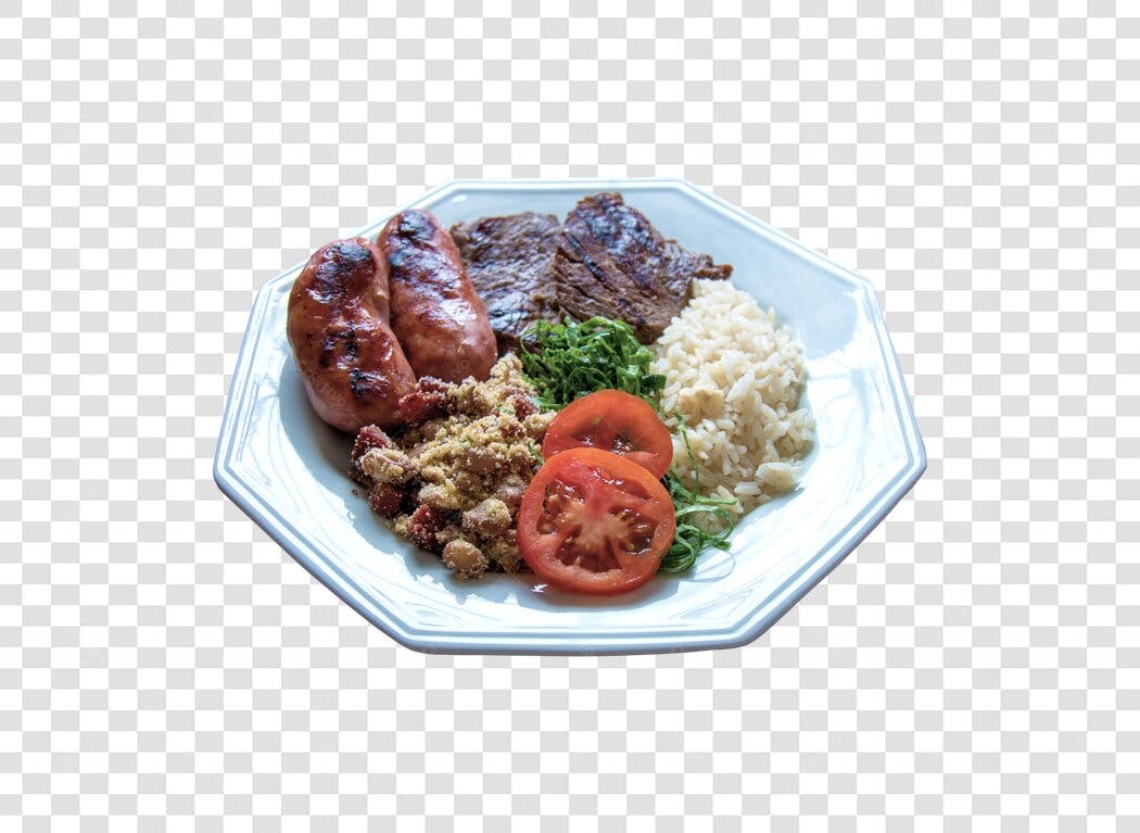 Prato para Restaurante Comida Brasileira Arroz Carne Linguiça PNG com fundo transparente