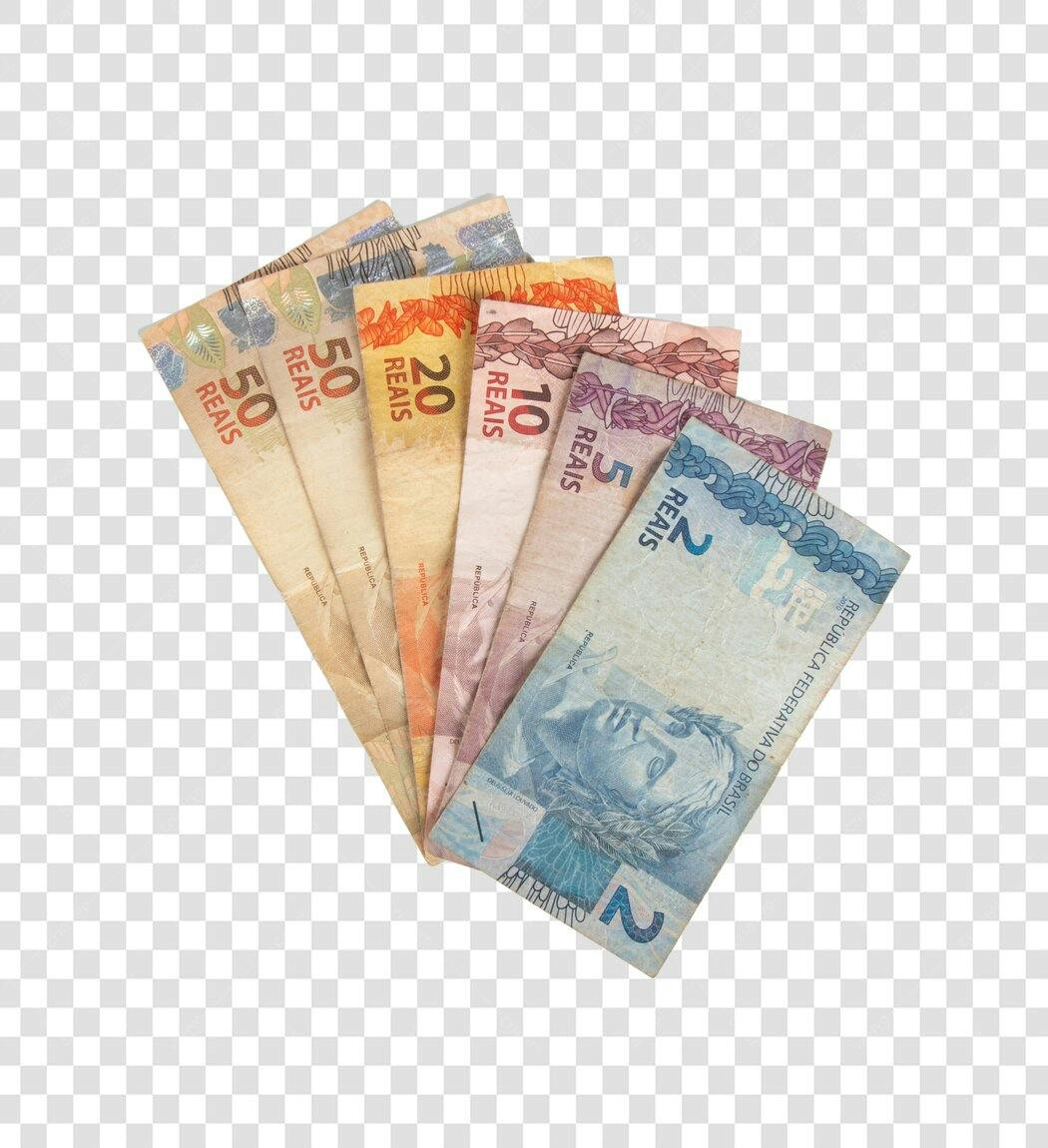 Elemento Gráfico Notas de Real Brasileiras Dinheiro Moedas PNG com fundo transparente