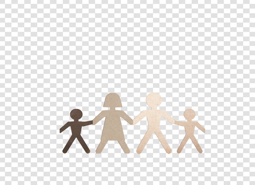 Ilustração Família Mãos Dadas Diversidade Tons de Pele PNG com fundo transparente