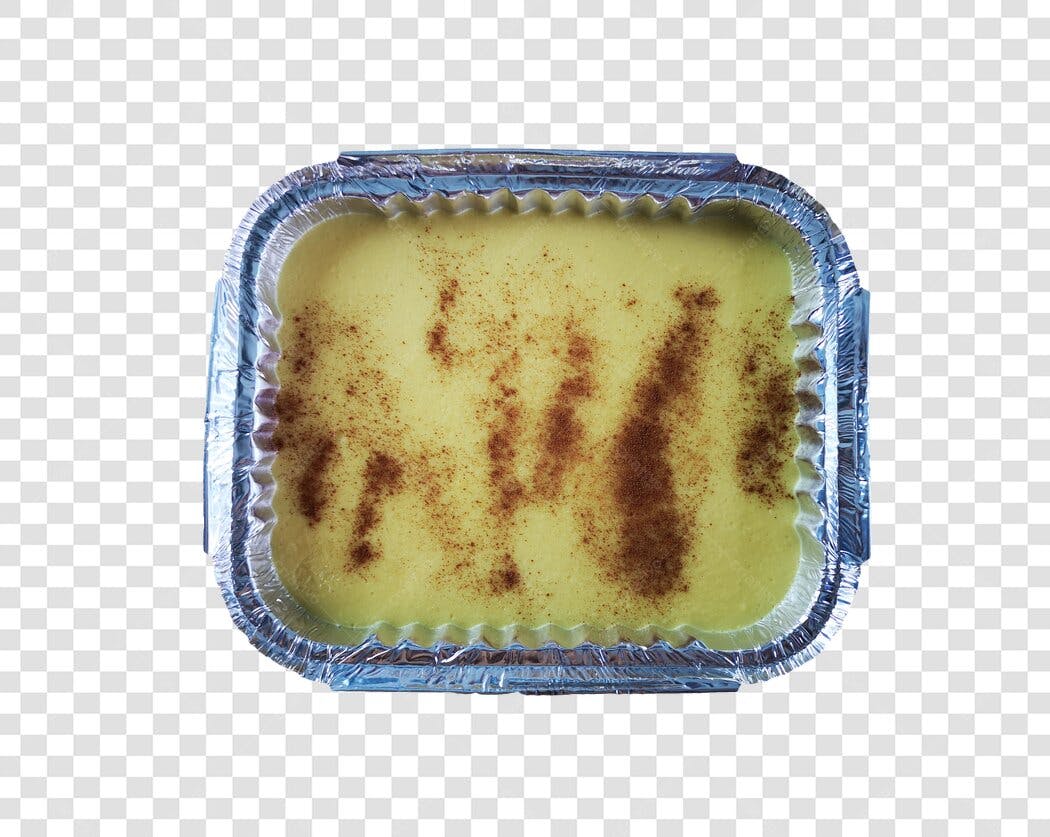Elemento gráfico Pudim de Baunilha com Canela em Bandeja PNG com fundo transparente