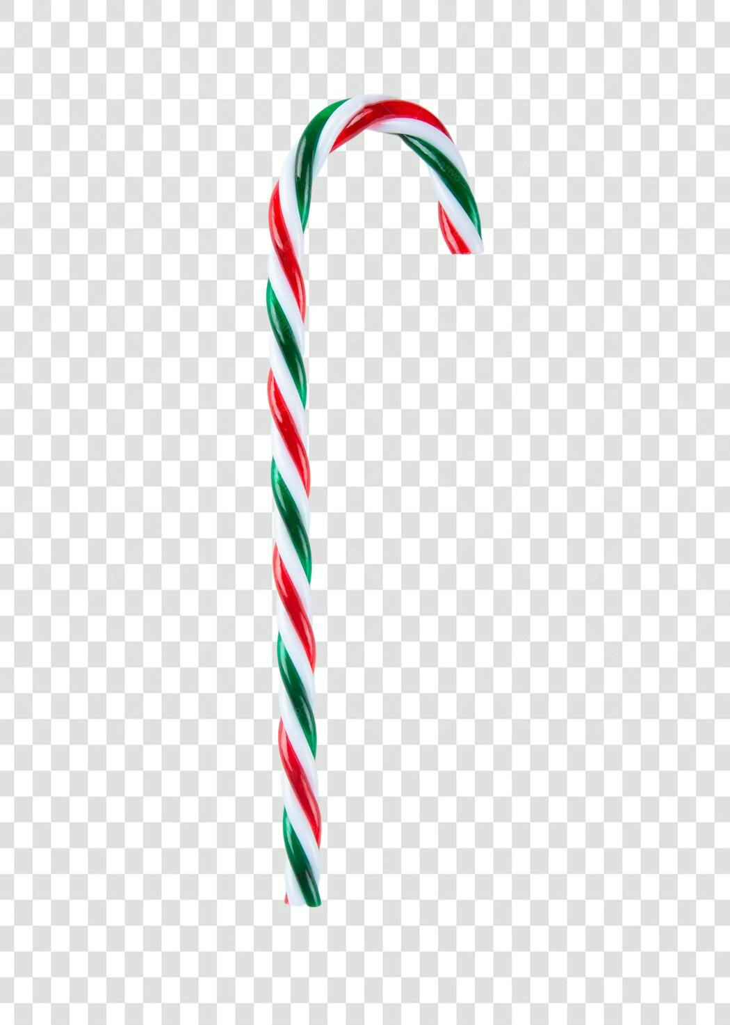 Doce Bastão de Natal Vermelho Verde Branco PNG com fundo transparente
